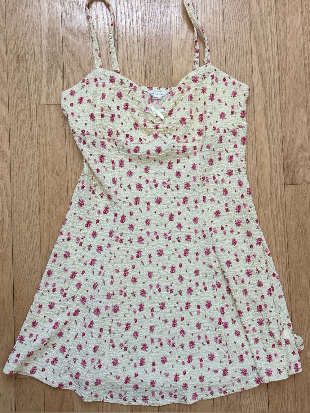 Aeropostale Yellow Mini Dress with Pink Floral Print